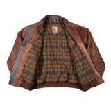 Brown jacket with plaid lining on a white background