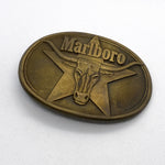 Vintage 1987 Marlboro Longhorn Star Brass Belt Buckle