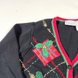 Vintage 90's Basic Editions Holiday Gift Pattern Cardigan Sweater