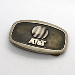 Vintage 80's AT&T Pewter Globe Logo Belt Buckle