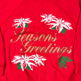 Vintage 80’s Hanes Red Seasons Greetings Poinsettia Crewneck Sweatshirt