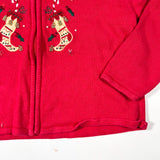 Vintage 90’s Red Stockings Holiday Sequin Zip Cardigan Sweater