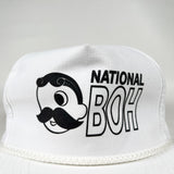 Vintage 80's National Boh Mr. Boh Beer White Rope Snapback Hat