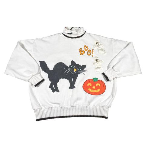 Vintage 80's Halloween Boo! Cat Crewneck Sweatshirt