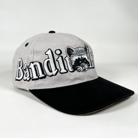 baseball cap fishing hats lures Vintage 90's Bandit Lures Raccoon Embroidered Fishing Snapback Hat