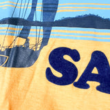 Vintage 70's I'd Rather Be Sailing Yellow Flocked T-Shirt