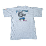 Light blue t-shirt with graphic design on a white background