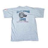 Light blue t-shirt with graphic design on a white background