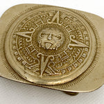 Vintage 80's Aztec Calendar Sun Stone Metal Belt Buckle