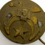 Vintage 70's Shriner Masonic Crescent & Star Brass Belt Buckle