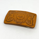 Vintage 90's Hand-Tooled Leather Sun Face Belt Buckle