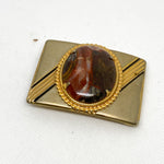 Vintage 90's Gold Red Jasper-Style Stone Belt Buckle