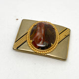 Vintage 90's Gold Red Jasper-Style Stone Belt Buckle