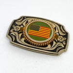 Vintage 90's American Flag Floral Western Belt Buckle