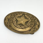 Vintage 90's Tony Lama Solid Brass Texas Star State Seal Belt Buckle
