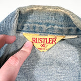 Vintage 80’s Rustler Made in USA Distressed Denim Trucker Jacket