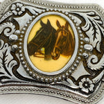 Vintage 90's Western Dual Horse Head Design Belt Buckle