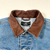 Vintage 1995 Warner Bros. Outlaw Taz Leather Collar Denim Jacket