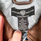 Vintage 1995 Warner Bros. Outlaw Taz Leather Collar Denim Jacket