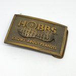 Vintage 70's Hobbs “Knows About Peanuts” Indiana Metal Craft Belt Buckle