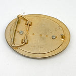 Vintage 70's Brass Western Natural Inlay Belt Buckle