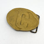 Vintage 70's Solid Brass Initial “C” Monogram Belt Buckle