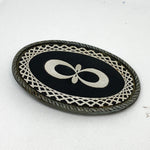 Vintage 70's Oval Black Enamel Infinity Inlay Belt Buckle