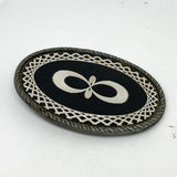 Vintage 70's Oval Black Enamel Infinity Inlay Belt Buckle