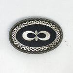 Vintage 70's Oval Black Enamel Infinity Inlay Belt Buckle