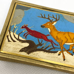 Vintage 1983 NAP Inc. Solid Brass Deer Hunting Scene Belt Buckle