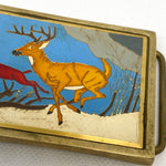 Vintage 1983 NAP Inc. Solid Brass Deer Hunting Scene Belt Buckle