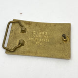 Vintage 1983 NAP Inc. Solid Brass Deer Hunting Scene Belt Buckle