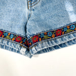 Vintage 90's No Boundaries Embroidered with Crochet Trim Denim Shorts