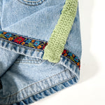 Vintage 90's No Boundaries Embroidered with Crochet Trim Denim Shorts