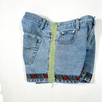 Vintage 90's No Boundaries Embroidered with Crochet Trim Denim Shorts