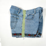 Vintage 90's No Boundaries Embroidered with Crochet Trim Denim Shorts