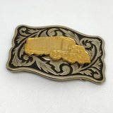 Vintage 90's Trucker Semi-Trailer Two-Tone Scrollwork Belt Buckle