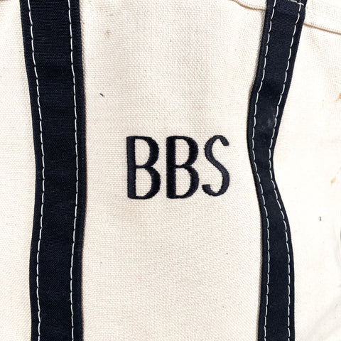 Vintage 90's LL Bean Black Straps Zip Top BBS Boat and Tote Bag