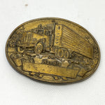 Vintage 80's Brass Semi Truck "Handle" Belt Buckle