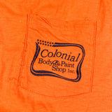 Vintage 80's Colonial Body & Paint Shop Mechanicsville Pocket T-Shirt
