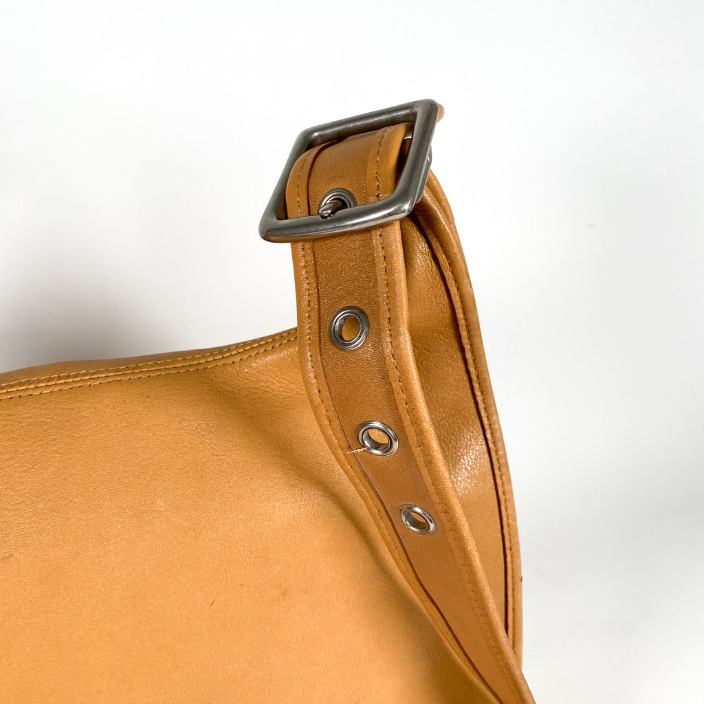 camel coach backpack Vintage 2002 Coach 9718 Legacy Crescent Camel Tan Bag Purse – CobbleStore Vintage