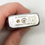 Modern 2007 Zippo BLU Satin Chrome Wave Lid Butane Lighter