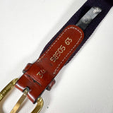 Vintage 90s Canterbury Navy Canvas Stripe Solid Brass 34 Waist Belt