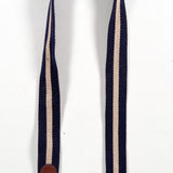 Vintage 90s Canterbury Navy Canvas Stripe Solid Brass 34 Waist Belt