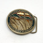 Vintage 80's “And Let Us Not Be Weary” Wheat Field Belt Buckle