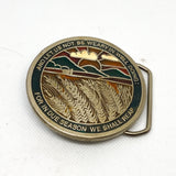 Vintage 80's “And Let Us Not Be Weary” Wheat Field Belt Buckle