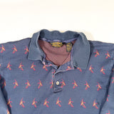 Vintage 90’s Eddie Bauer Made in USA All-Over Duck Print Rugby Shirt
