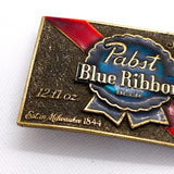 Vintage 1979 Pabst Blue Ribbon Beer Enamel & Brass Belt Buckle