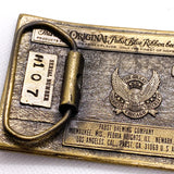 Vintage 1979 Pabst Blue Ribbon Beer Enamel & Brass Belt Buckle