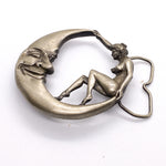 Vintage 1979 Moon & Nude Woman Bergamot Brass Works Belt Buckle